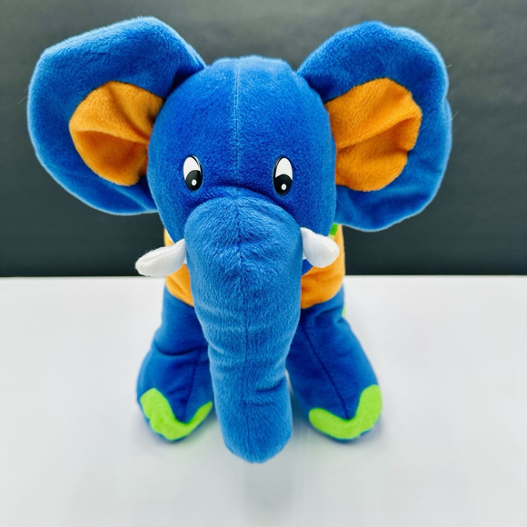 King Plush Other - King Plush Elephant Blue Green 11” Stuffed Animal Animated Soft Cuddly